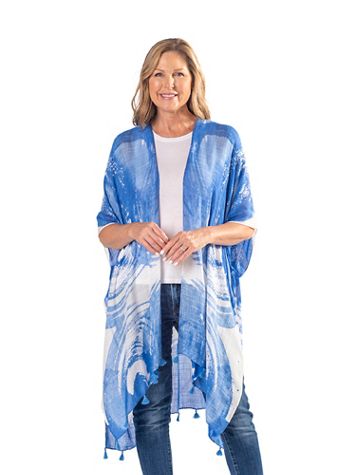 Linda Anderson Women's Kimono - Blue Abstract - Image 2 of 2