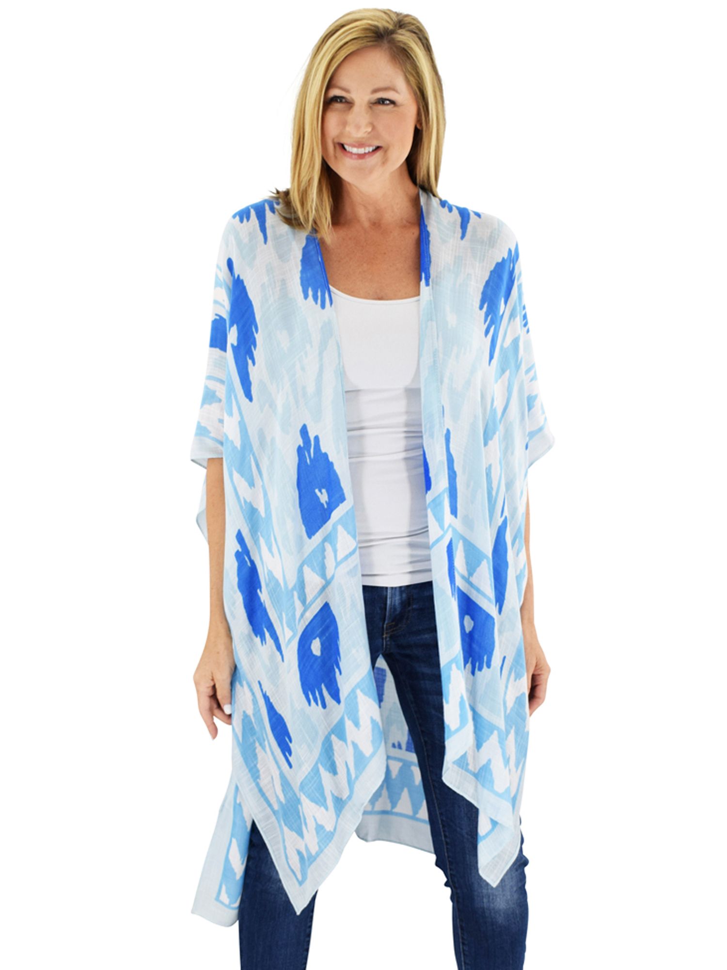 Linda Anderson Women's Kimono - Blue Ikat