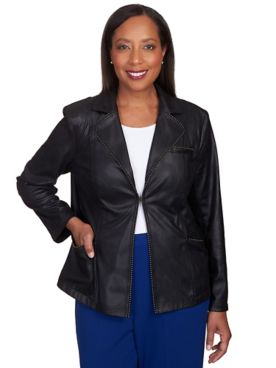 Alfred Dunner® Park Place Faux Leather Blazer Jacket