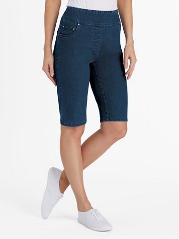 Flat Waist Denim Bermuda Shorts - Image 1 of 2