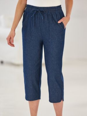 lightweight denim capris