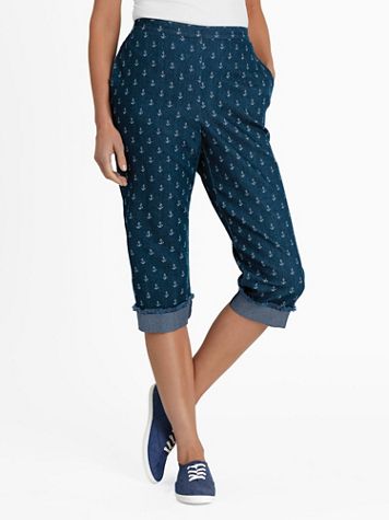 Alfred Dunner Anchor-Print Capris - Image 1 of 2