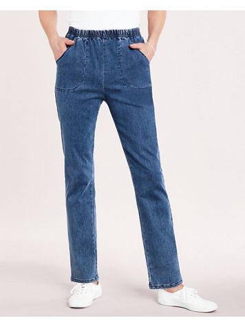 DenimEase Full-Elastic Classic Pull-On Jeans - Image 1 of 10