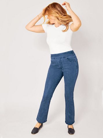 DenimEase Flat-Waist Bootcut Jeans