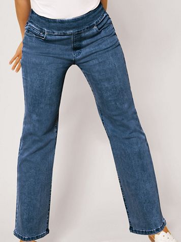DenimEase Flat-Waist Wide-Leg Jeans - Image 1 of 12