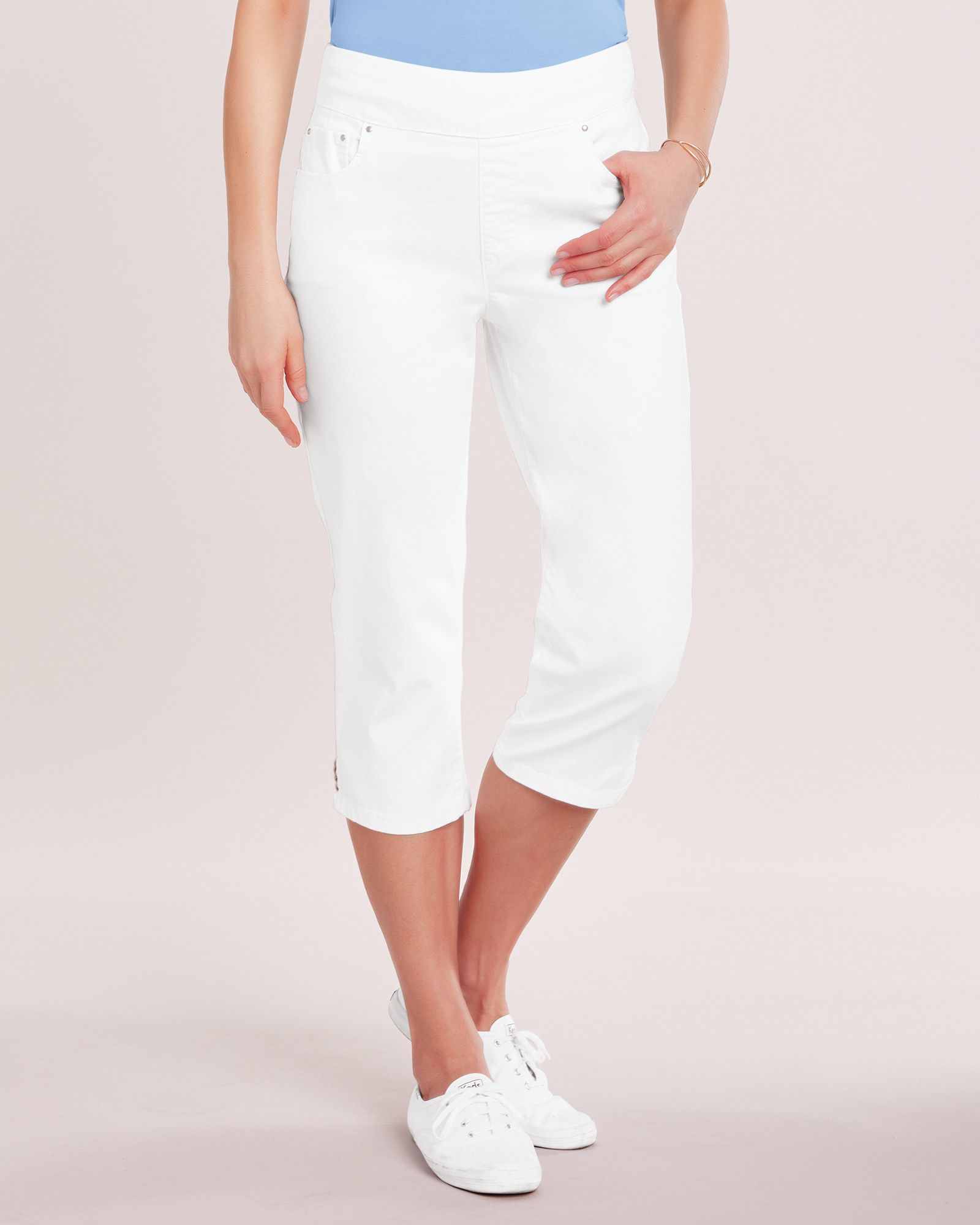 DenimEase™ Flat-Waist Capris