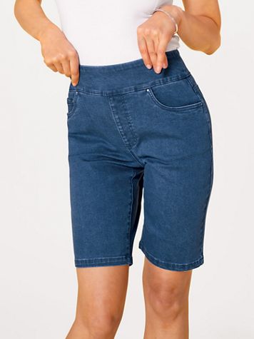 DenimEase™ Flat-Waist Bermuda Shorts - Image 1 of 6