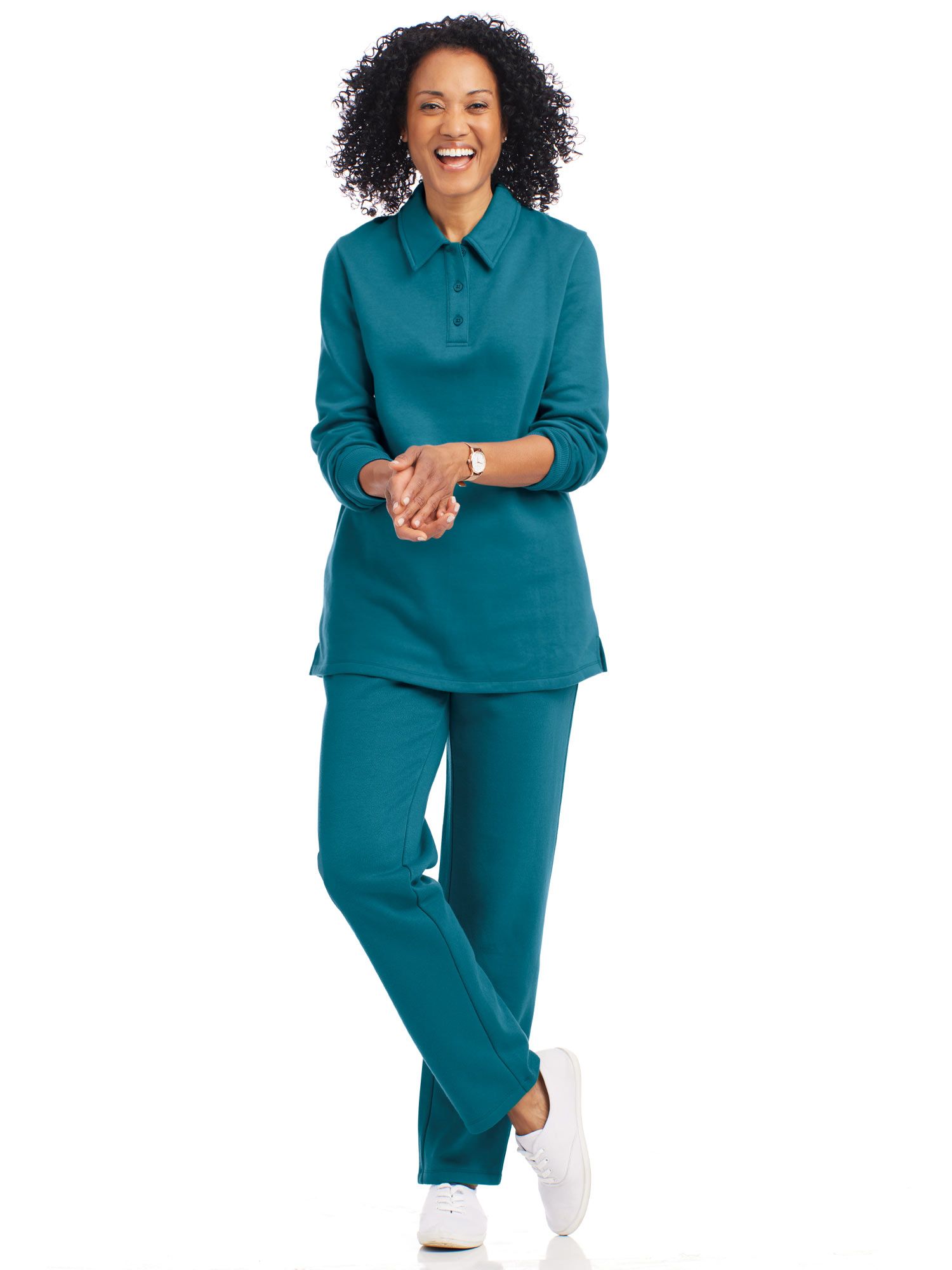 Fleece Polo Tunic Pant Set