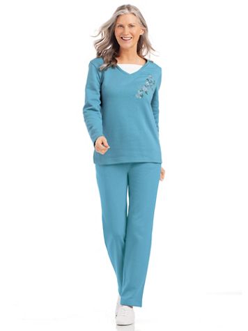 Embroidered Fleece Pant Set - Image 1 of 3