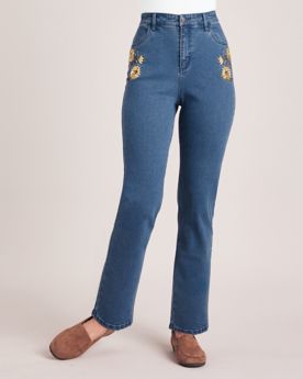 DenimEase™ Embroidered Jeans