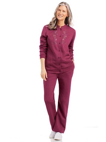 Embroidered Button Front Fleece Set - Image 1 of 5