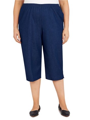 Alfred Dunner Classic Denim Pull-On Capri With Side Slits  - Image 1 of 6