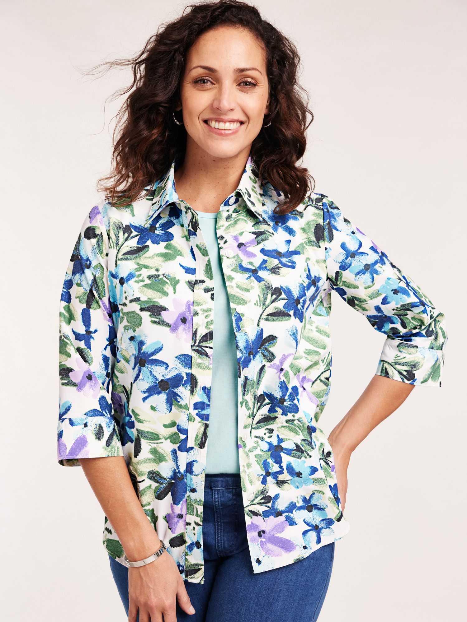 Fiesta Print Three-Quarter Sleeve Shirt 