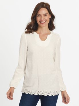 Embroidered Eyelet Top