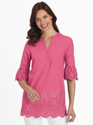 Fiesta Elbow-Sleeve Eyelet Tunic - Image 1 of 4