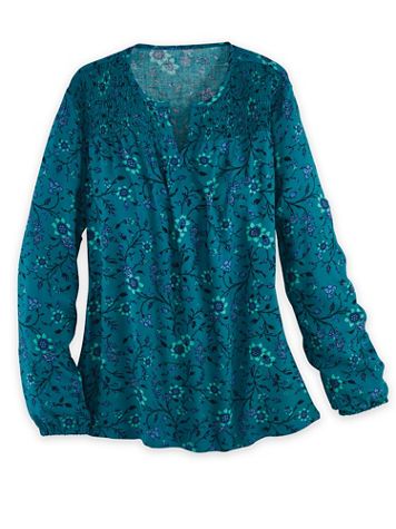 Long-Sleeve Smocked Top - Image 1 of 1