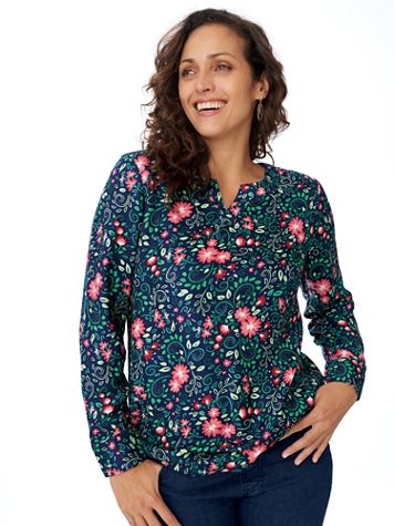 Long-Sleeve Soft Popover Top - Image 1 of 2