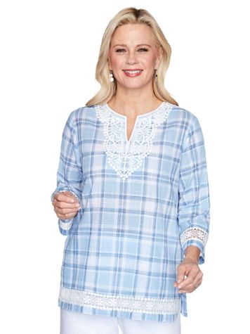Alfred Dunner Lace Trim Plaid Shirt - Image 1 of 2