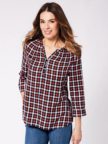 Woven Plaid Top - Image 1 of 5