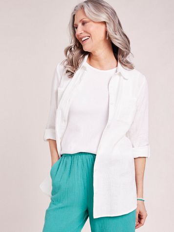 Gauze Button-Up Big Shirt - Image 4 of 4