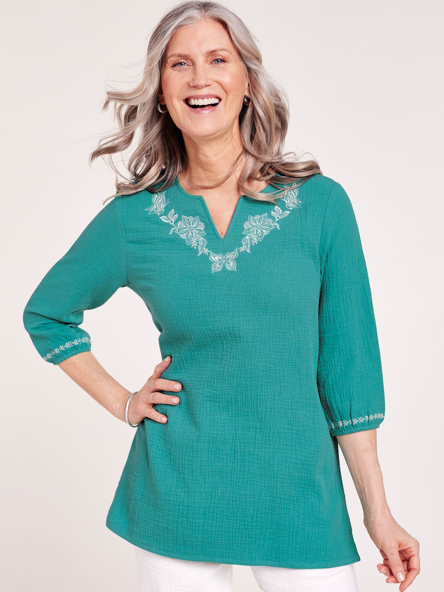 Gauze Embroidered Tunic