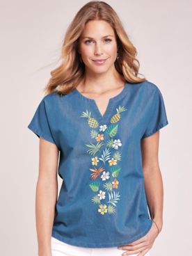 Embroidered Popover Shirt