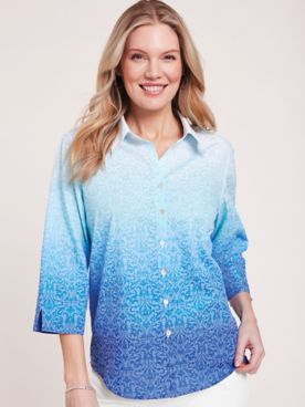 Alfred Dunner® Cool Vibrations Ombre Medallion Burnout Top
