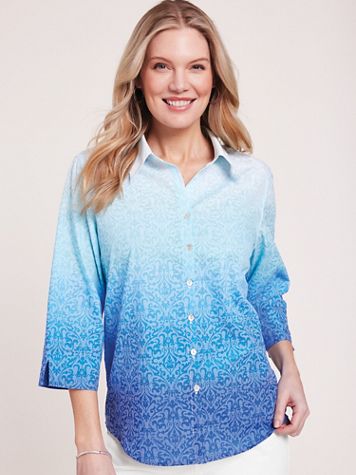 Alfred Dunner® Cool Vibrations Ombre Medallion Burnout Top - Image 2 of 2