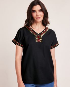 Embroidered Dolman Sleeve Popover