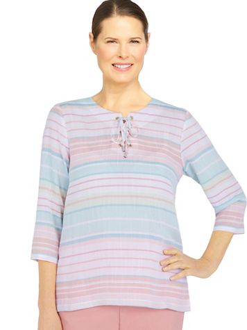 Alfred Dunner® Isle Of Capri Striped Crewneck Shirt - Image 1 of 1