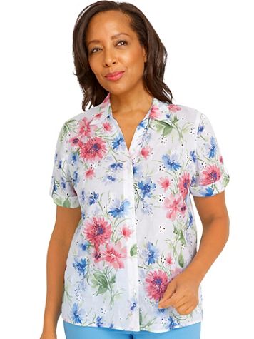 Alfred Dunner® Short and Sweet Sweet Florals Eyelet Top - Image 2 of 2