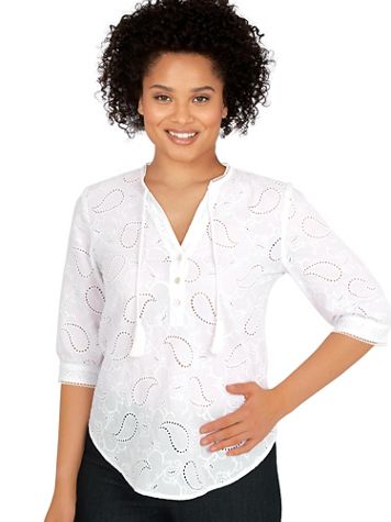 Ruby Rd® Isle Verde Paisley Eyelet Top - Image 2 of 2