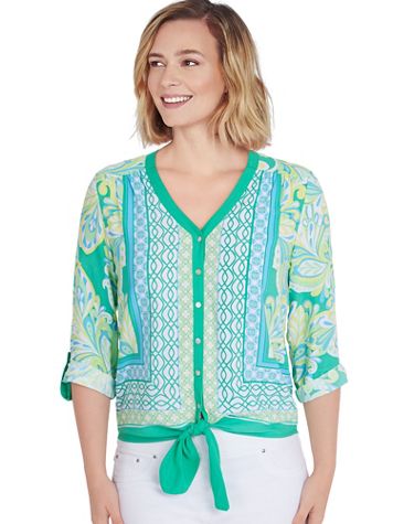 Ruby Rd® Isle Verde Silk Scarf Print Top - Image 2 of 2