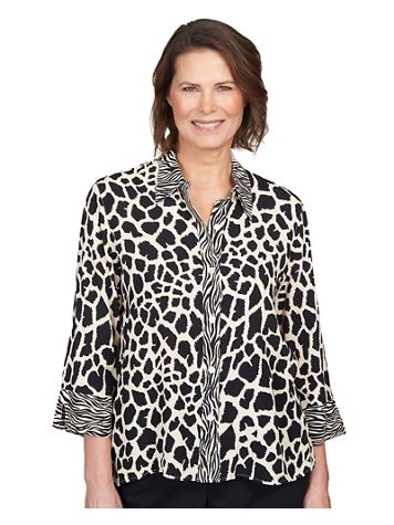 Alfred Dunner® Marrakech Mixed Animal Print Button Down Shirt - Image 1 of 4