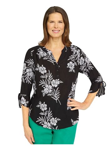 Alfred Dunner® Island Vibes Floral Embroidered Shirt - Image 1 of 2