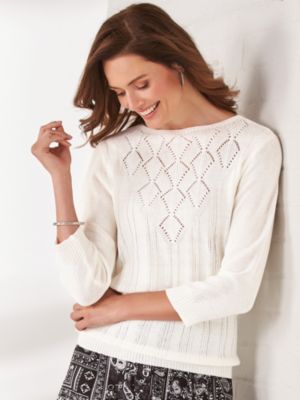 womens pointelle sweater