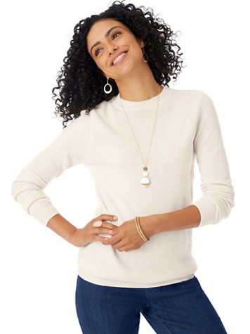 Long-Sleeve Cashmere-Like Crewneck Sweater - Image 1 of 14
