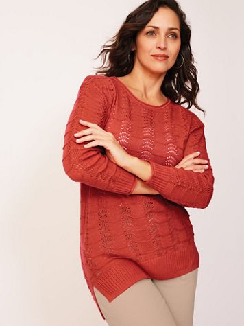 Hi-Low Pointelle Pullover - Image 1 of 4