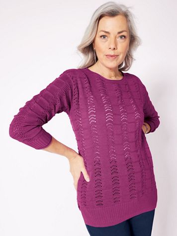 Hi-Low Pointelle Pullover - Image 4 of 4