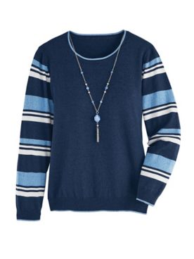 Alfred Dunner® Striped Sleeve Sweater