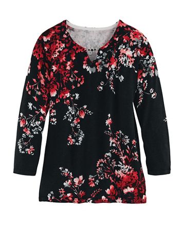 Alfred Dunner® Asymmetric Flower Sweater - Image 1 of 3