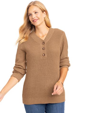 Shaker Henley Sweater - Image 1 of 3