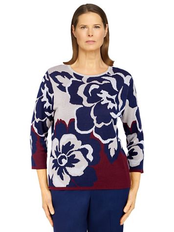 Alfred Dunner Sloane Street Stylized Floral Sweater - Image 1 of 4