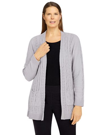 Alfred Dunner Classics Open Front Chenille Cardigan With Pockets - Image 1 of 12