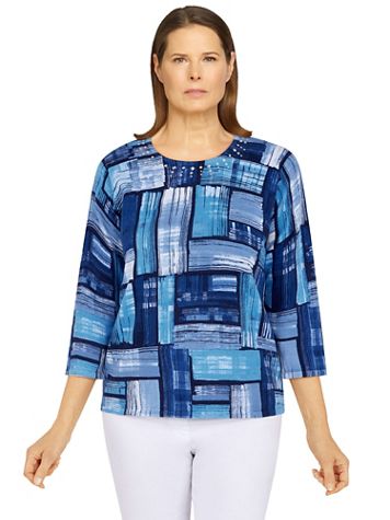 Alfred Dunner Classics Colorblock Print sweater - Image 1 of 6