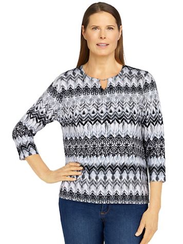 Alfred Dunner Classics Biadere Print Sweater - Image 1 of 6