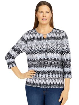 Alfred Dunner Classics Biadere Print Sweater