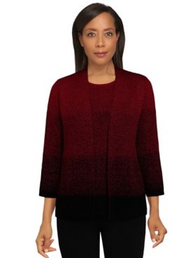 Alfred Dunner Classics Ombre Shimmer Two-For-One Sweater