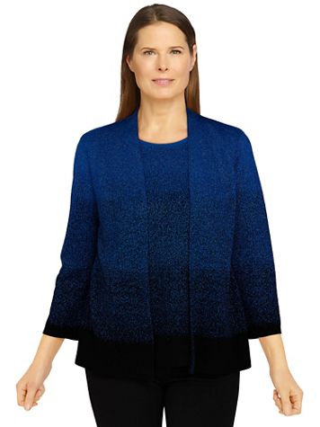 Alfred Dunner Classics Ombre Shimmer Two-For-One Sweater - Image 5 of 5