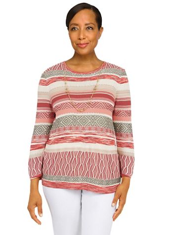 Alfred Dunner® Copper Canyon Striped Sweater - Image 1 of 4